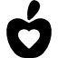 Icono de manzana con corazón que representa el servicio de asesoramiento nutricional en Playfit Boutique Algeciras.